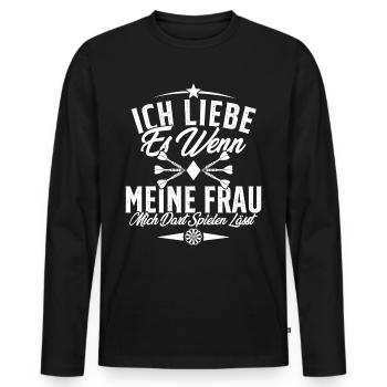 Dart Trikot Darts Geschenk Dartspieler Zubehör Fun - Männer Premium Bio Langarmshirt - Schwarz - Vorne - Nico (187cm)