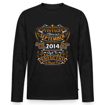 September 2014 Originelle Geschenkidee zum Geburtstag - Männer Premium Bio Langarmshirt - Schwarz - Vorne - Nico (187cm)