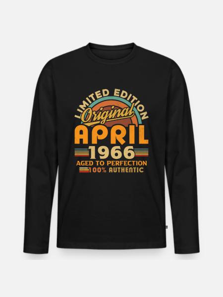 April 1966 Jubilæum April 1966 April - Premium økologisk langærmet T-shirt til mænd - sort