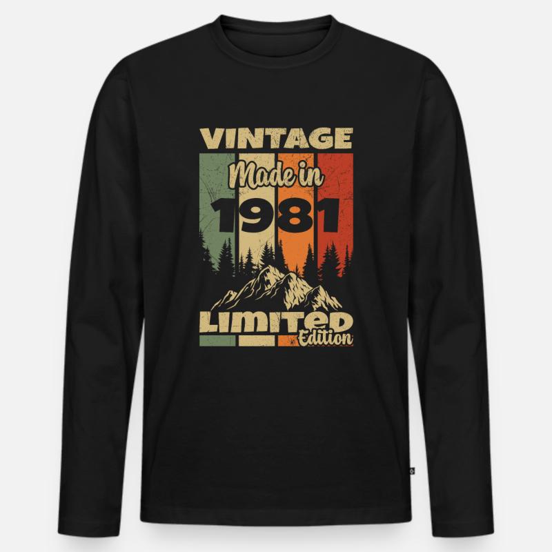 1981 Vintage Original 1981 Geburtstagsgeschenk - Männer Premium Bio Langarmshirt - Schwarz