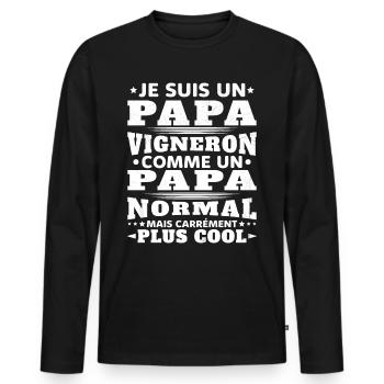 Je Suis un Papa Vigneron / Homme Vigneron Cadeau - T-shirt manches longues Premium bio Homme - noir - Devant - Nico (187cm)