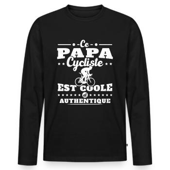 Ce papa cycliste est coole et authentique - T-shirt manches longues Premium bio Homme - noir - Devant - Nico (187cm)