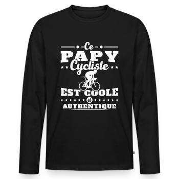Ce papy cycliste est coole et authentique - T-shirt manches longues Premium bio Homme - noir - Devant - Nico (187cm)