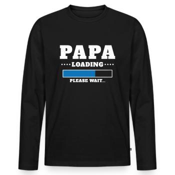 Papa wird geladen Bitte warten - Männer Premium Bio Langarmshirt - Schwarz - Vorne - Nico (187cm)
