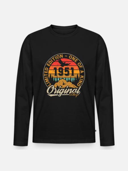 Vintage 1951 Original Retro Vintage Cumpleaños - Camiseta ecológica prémium de manga larga para hombre - negro