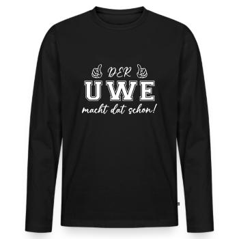 Der Uwe macht dat schon - Männer Premium Bio Langarmshirt - Schwarz - Vorne - Nico (187cm)