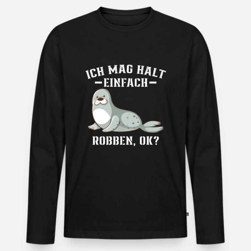 Robbe - Ich mag halt einfach Robben Ok? - Männer Premium Bio Langarmshirt - Schwarz