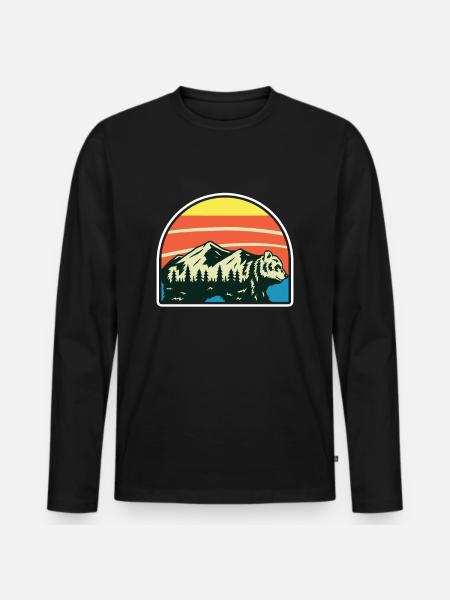 Mountain Bear Gift Humor - Men's Premium Organic Long Sleeve Shirt - black