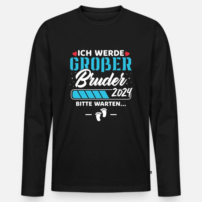 Ich werde Großer Bruder 2024 - Männer Premium Bio Langarmshirt - Schwarz