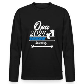 Opa in 2024 bitte warten - Männer Premium Bio Langarmshirt - Schwarz - Vorne - Nico (187cm)