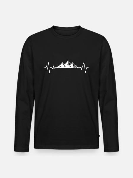 Heartbeat Mountains ECG Hiking Hike - Men's Premium Organic Long Sleeve Shirt - black