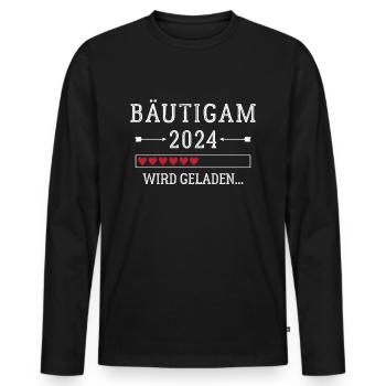 Bräutigam 2024 Verlobung Bräutigam zu sein - Männer Premium Bio Langarmshirt - Schwarz - Vorne - Nico (187cm)