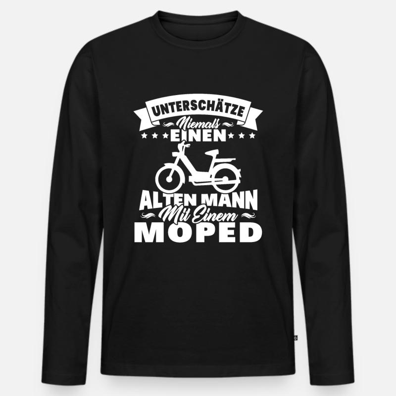 Alten mann mit einem Moped - Männer Premium Bio Langarmshirt - Schwarz