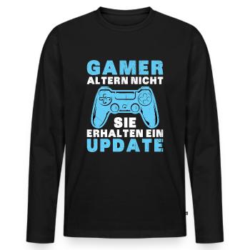 Gamer Altern Nicht Sie Erhalten Ein Update Zocker - Männer Premium Bio Langarmshirt - Schwarz - Vorne - Nico (187cm)