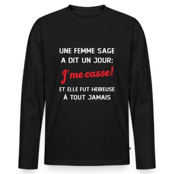 idee depart collegue de travail humour - T-shirt manches longues Premium bio Homme - noir - Devant - Nico (187cm)