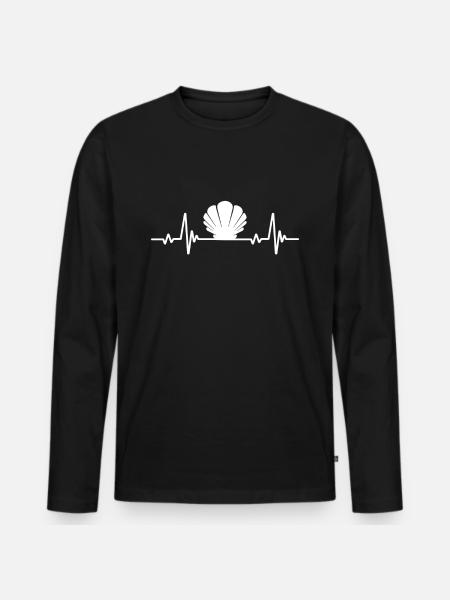 Seashell Heartbeat - Men's Premium Organic Long Sleeve Shirt - black