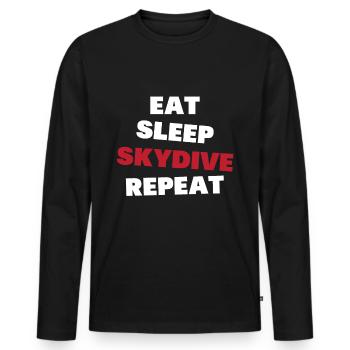 Manger, dormir, sauter en parachute, répéter - T-shirt manches longues Premium bio Homme - noir - Devant - Nico (187cm)