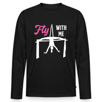 Voler avec moi Antenne en soie pour cirque - T-shirt manches longues Premium bio Homme - noir - Devant - Nico (187cm)