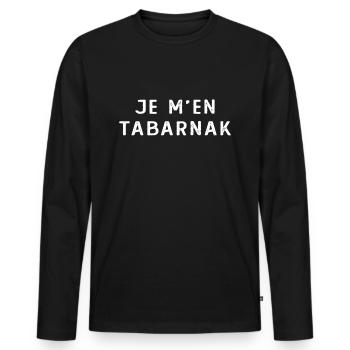 Je M en Tabarnak Canada Humour Quebecois - T-shirt manches longues Premium bio Homme - noir - Devant - Nico (187cm)