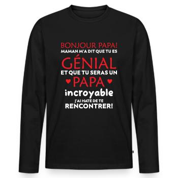 body bébé papa magnifique et fantastique maman - T-shirt manches longues Premium bio Homme - noir - Devant - Nico (187cm)