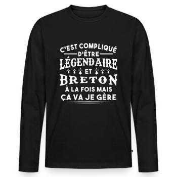 Légendaire et Breton - T-shirt manches longues Premium bio Homme - noir - Devant - Nico (187cm)