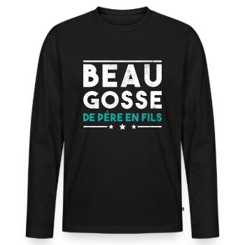 Beau Gosse De Père En Fils - T-shirt manches longues Premium bio Homme - noir - Devant - Nico (187cm)