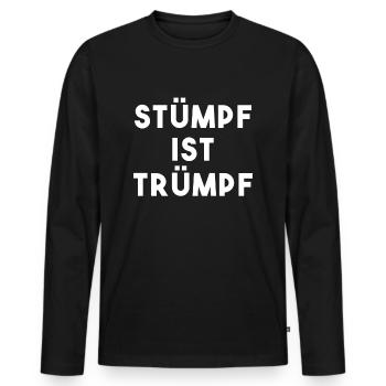 Stümpf ist Trümpf Albernes Deutsches - Männer Premium Bio Langarmshirt - Schwarz - Vorne - Nico (187cm)