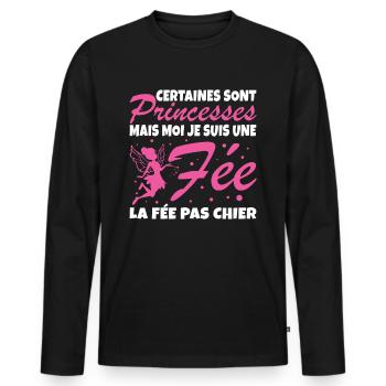 Certaines Sont Princesses Mais Moi Je Suis Une Fee - T-shirt manches longues Premium bio Homme - noir - Devant - Nico (187cm)