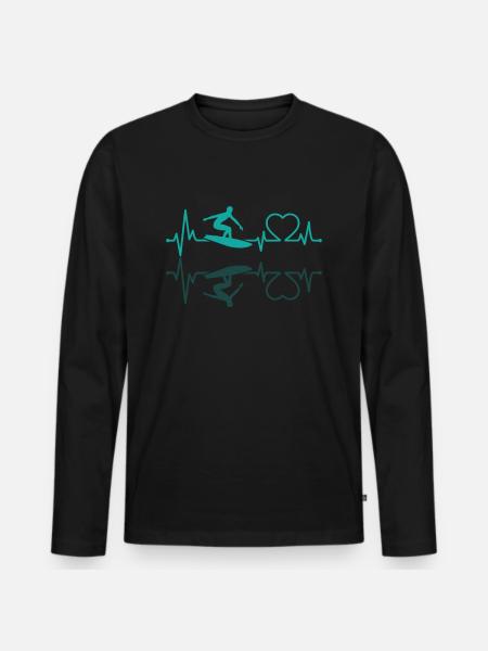 Wasserski Herzschlag - Männer Premium Bio Langarmshirt - Schwarz