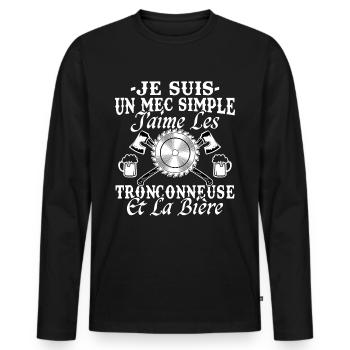 Kettensäge Bier Humor Mann Holzfäller Lustig - Männer Premium Bio Langarmshirt - Schwarz - Vorne - Nico (187cm)