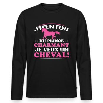 I don't care about Prince Charming, I want a horse - Men's Premium Organic Long Sleeve Shirt - black - Front - Nico (187cm)