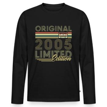 Original 2005 Vintage Rétro Cadeau D'anniversaire - T-shirt manches longues Premium bio Homme - noir - Devant - Nico (187cm)