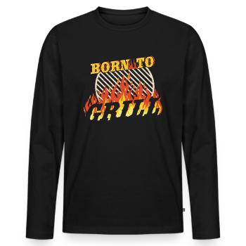 Barbecue BBQ - T-shirt manches longues Premium bio Homme - noir - Devant - Nico (187cm)