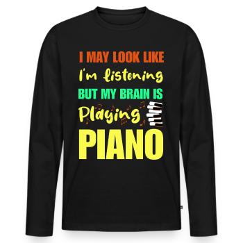 "My brain is playing piano" Klavier Piano Pianist - Männer Premium Bio Langarmshirt - Schwarz - Vorne - Nico (187cm)