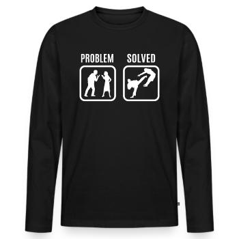 Karate - Männer Premium Bio Langarmshirt - Schwarz - Vorne - Nico (187cm)