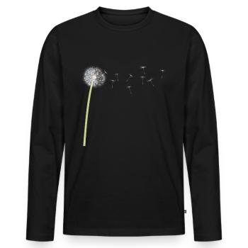 Pissenlit pissenlit motif graines mouches - T-shirt manches longues Premium bio Homme - noir - Devant - Nico (187cm)