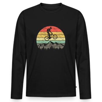 VTT rétro vintage cycliste VTT montagnes - T-shirt manches longues Premium bio Homme - noir - Devant - Nico (187cm)