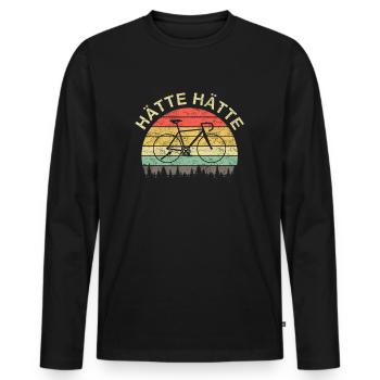 Hätte Hätte Fahrradkette Radfahrer Retro Vintage - Männer Premium Bio Langarmshirt - Schwarz - Vorne - Nico (187cm)