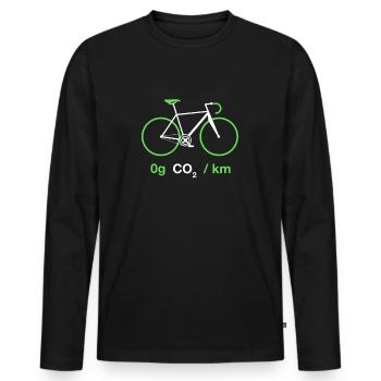 Road bike cyclist CO2 environment climate climate protection - Men's Premium Organic Long Sleeve Shirt - black - Front - Nico (187cm)