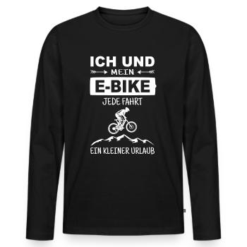 Ich und mein E-Bike Radfahrer Geschenk Fahrrad MTB - Männer Premium Bio Langarmshirt - Schwarz - Vorne - Nico (187cm)