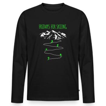 Les vendredis pour skier dans les montagnes des Alpes Skieur disant - T-shirt manches longues Premium bio Homme - noir - Devant - Nico (187cm)