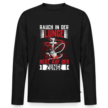 Shisha Doppelapfel Hookah Rauchen Tabak Vape Kohle - Männer Premium Bio Langarmshirt - Schwarz - Vorne - Nico (187cm)