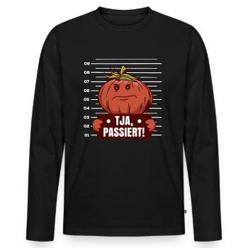 Tja Passiert! Tomaten Spruch Lustig Garten Gemüse - Männer Premium Bio Langarmshirt - Schwarz - Vorne - Nico (187cm)