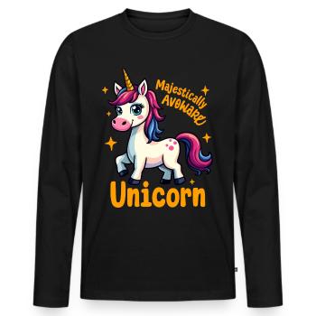 Majestätisch unbeholfenes Einhorn mit Funkeln - Männer Premium Bio Langarmshirt - Schwarz - Vorne - Nico (187cm)
