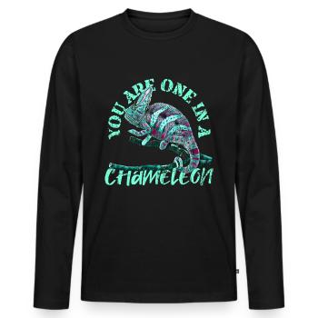 caméléon - T-shirt manches longues Premium bio Homme - noir - Devant - Nico (187cm)