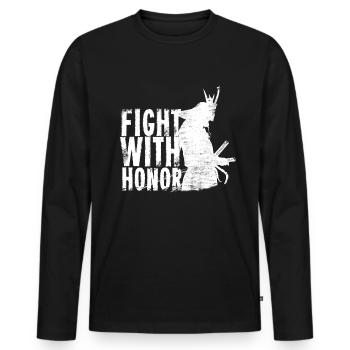 samurai - Men's Premium Organic Long Sleeve Shirt - black - Front - Nico (187cm)