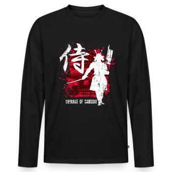 Samurai Krieger Geschenk - Männer Premium Bio Langarmshirt - Schwarz - Vorne - Nico (187cm)