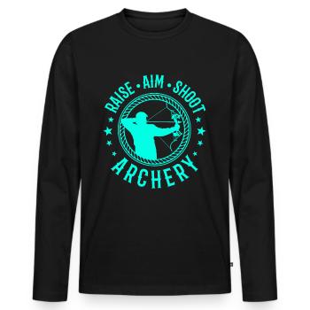 Tir à l'arc flèche arc cadeau sport - T-shirt manches longues Premium bio Homme - noir - Devant - Nico (187cm)