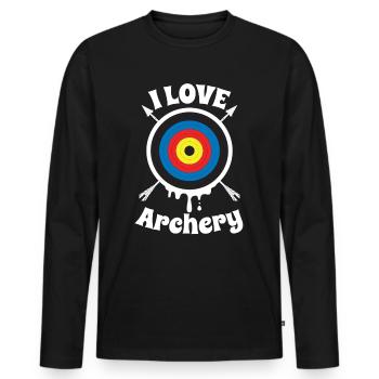 tir à l'arc - T-shirt manches longues Premium bio Homme - noir - Devant - Nico (187cm)