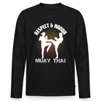 Les Muay Thai respectent les coffrets cadeaux - T-shirt manches longues Premium bio Homme - noir - Devant - Nico (187cm)